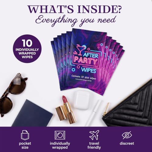 Image of Batiyeer 10 Pack After Party Wipes, Oversized Flushable Wipes for Adults PH Balanced for Women Intimate Parts Body Face Travel Personal Hygiene