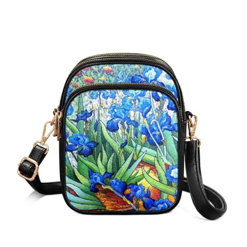 Art Cell Phone Purse Crossbody Bags for Women, Monet Artwork PU Leather Cellphone Bag Small Travel Purses