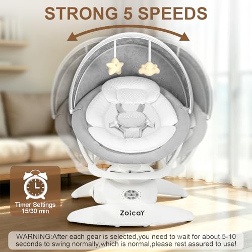 Image of 3-in-1 Baby Swing for Infants with Motion Detection, Infant Swing with 5 Speeds & 3 Swing Modes, 12 Melodies, Electric Swing for Baby, Up to 25 lbs, White
