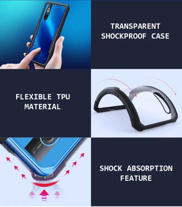 Image of REALCASE Vivo V15 Pro Back Cover Case Stylish | Clear Transparent Gel Shock Proof TPU Bumper Back Cover Case for Vivo V15 Pro (E-Black)