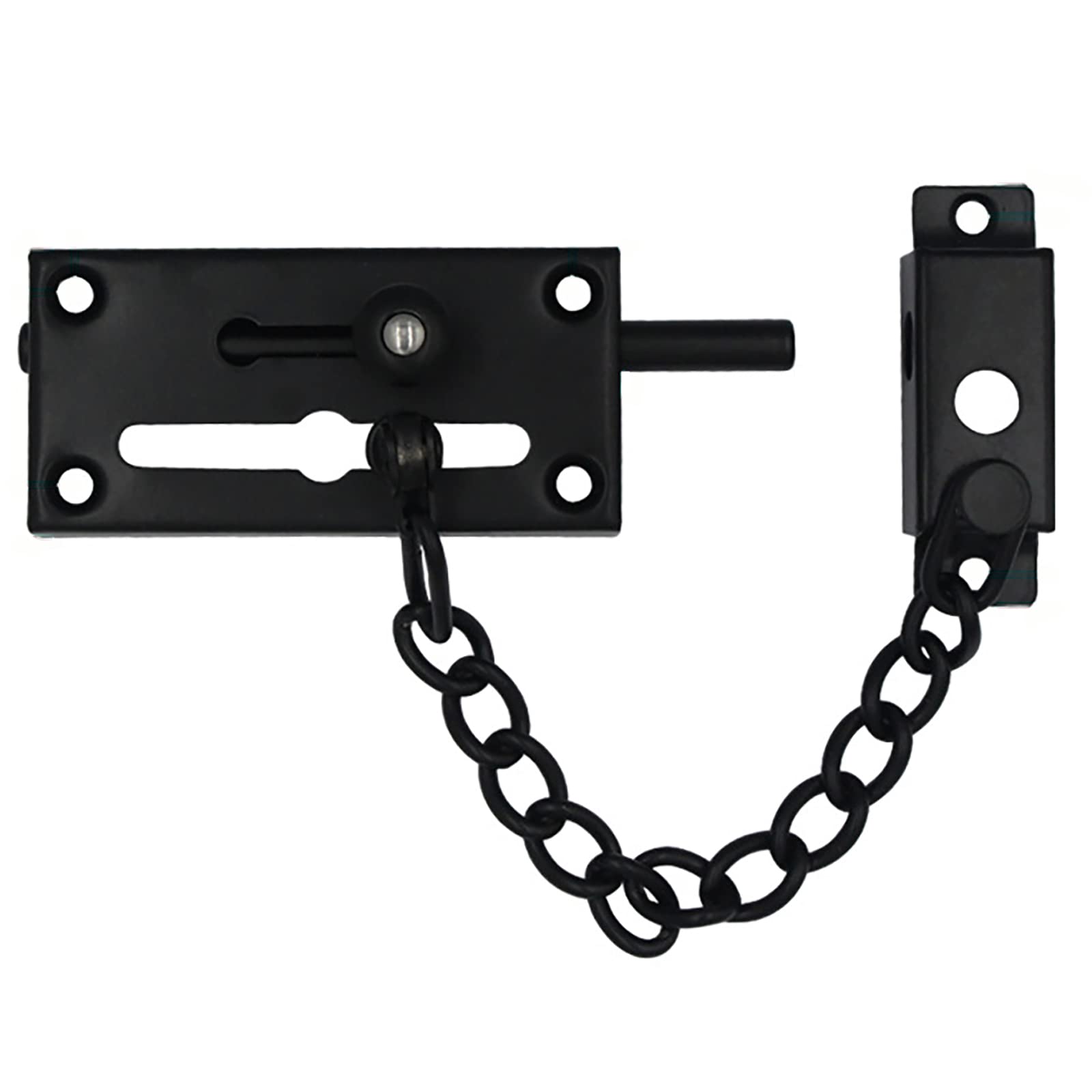 Stainless Steel Sliding Bolt Lock, Slid. Bolt Gate Latch with Padlock Hole Fences Barns Gardens, Multicolor(Black)