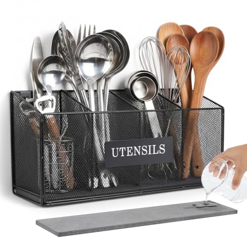 Mowhut Utensil Holder for Kitchen Counter, Wall Mounted Cooking Utensil