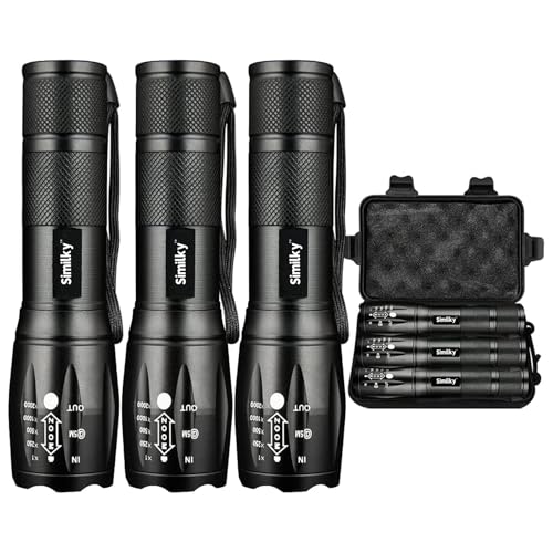 SIMILKY 3Pack Torches Led Super Bright, Hand Led Torch 1200 Lumen, Powerful Torches Battery Powered Water Resistant 5 Modes Tactical Torch for Camping (3 Pack)
