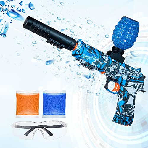 Electric Gel Gun Blaster - iTetimi Gel Ball Blaster with 10,000 Water Gel Ammo, Gel Shooter Gun for Outdoor Activities, Automatic Gel Blaster Pistol Toy for Adult and 12+ Age Kids - Blue (Blue)