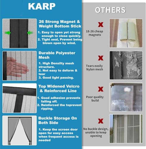 Image of Magnetic Mesh Door Curtain | Automatic Self-Closing Screen for Mosquito, Fly & Insect Protection | Grey Color | 95 x 205 cm