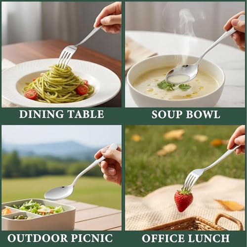 Image of Stainless Steel Cutlery Set Dinner Fork & Spoon (9 Pices Each) Steel kaata Chammach Table Spoon Kitchen Item Pack of 18