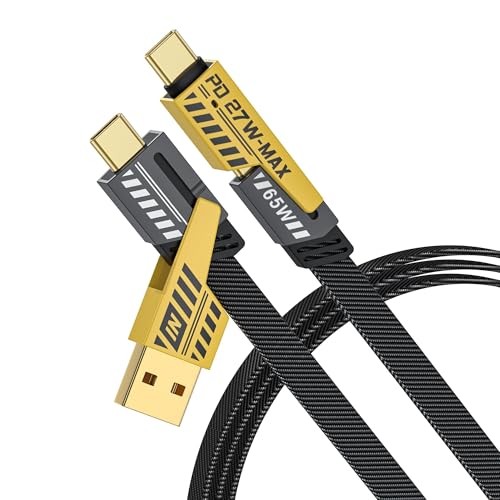 NOHON 4 in 1 Multi Charger Cable: 4FT/1.2M Multiple Fast Charging Cable with USB A/USB C to Type C [65W] /PD [27W] Nylon Braided Charger Cord Compatible with iPhone Android Samsung Galaxy iPad MacBook