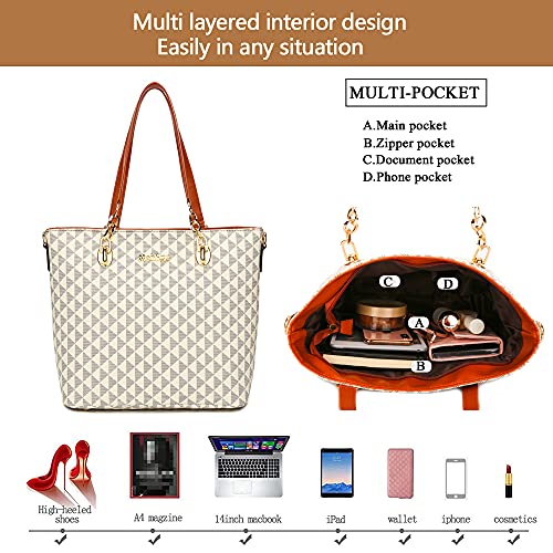 Image of 2E-youth Damen Geldbrsen und Handtaschen Set Tragetasche, Umhngetasche, 5e-triangle-beige, L