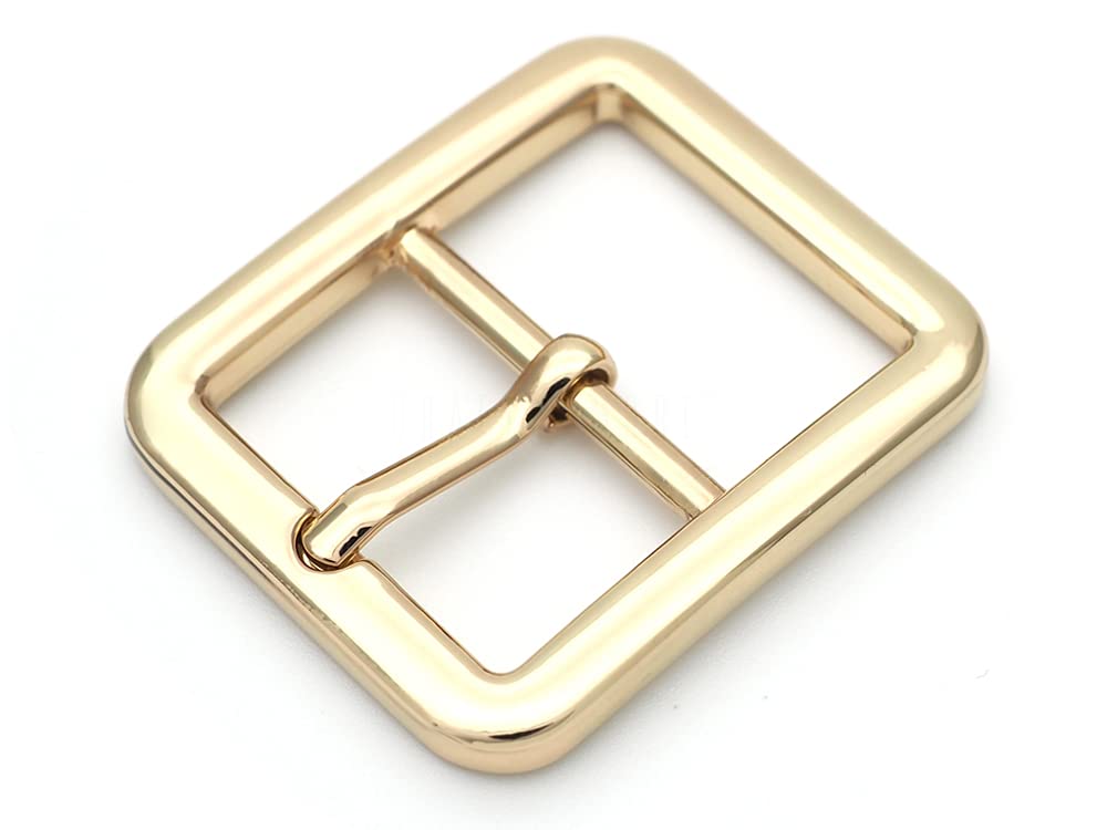 CRAFTMEMORE 4pcs Single Prong Belt Buckle Square Center Bar Buckles Leather Craft Accessories (1in - J455), (3/4in - 3110)