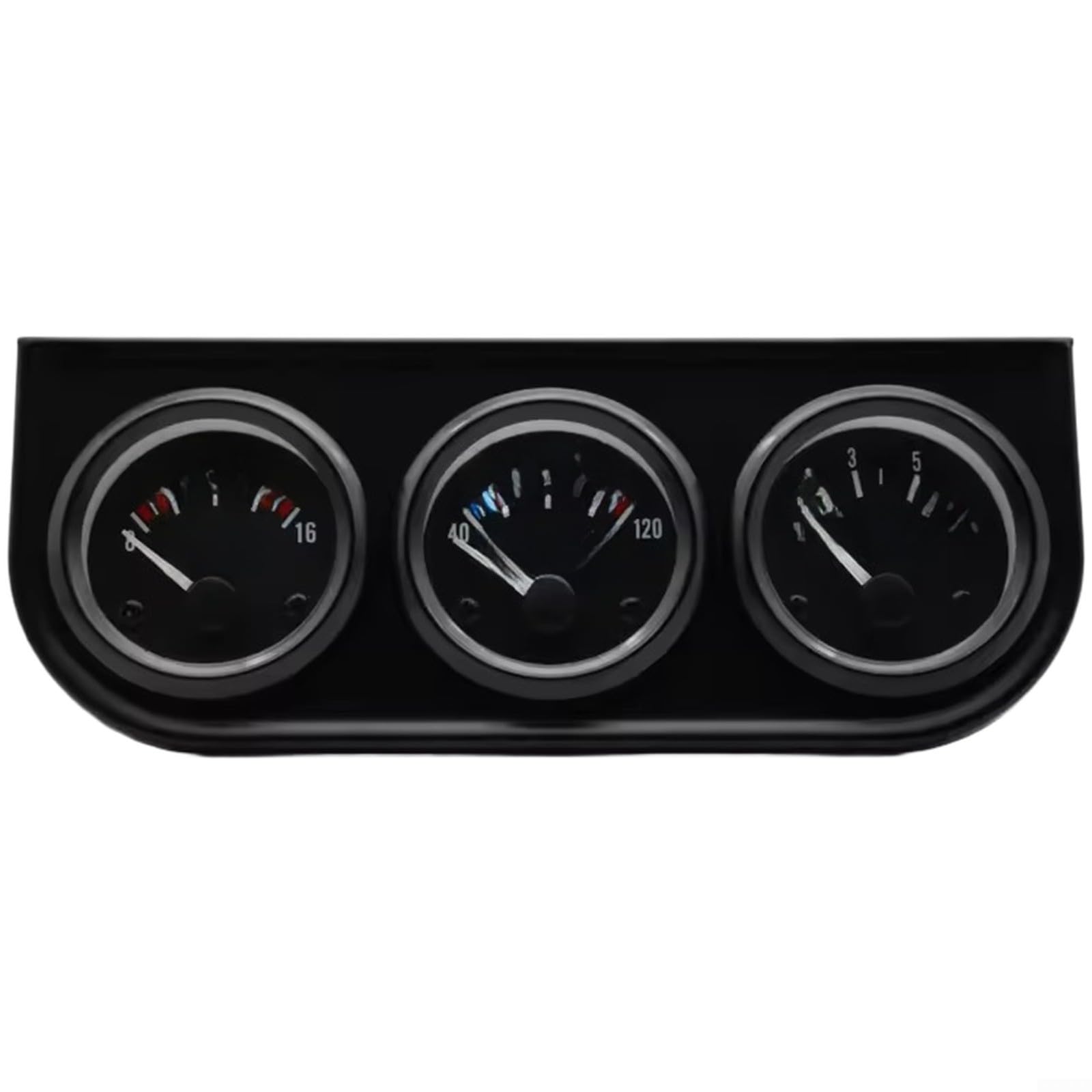 Juego de calibre 3 en 1 para coche, 52 mm, voltaje de aceite, temperatura del agua, voltímetro, instrumento combinado para coches, camiones, 12 V, carcasa de ABS, color blanco y negro, montaje (B)