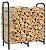 Tikimilor 2.8ft Firewood Rack Holder, Adjustable Heavy Duty Fire Log Stacker Stand for Fireplace, Outdoor Indoor Metal Wood Pile Storage Organizer, Patio Logs Stand tool, Black