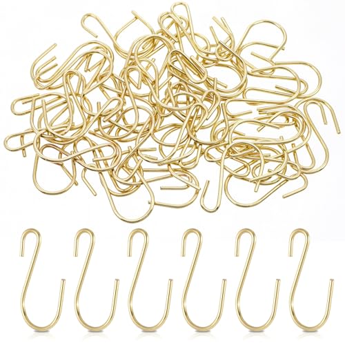 Mozeat Lens 60 PCS 1 Inch Mini S Hooks for Hanging S Shaped Hanging Hooks Stainless Steel Hook Metal Mini Ornament Hook for Crafts Jewelry Hang Pot Plants, Gold