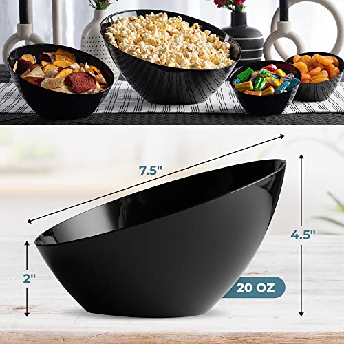 Plastic Serving Bowls Plastic Candy Bowl For Weddings, Buffet, Offices, Disposable Black Plastic Angled Bowls For Party's, Salads, Snacks And Fruit Bowl 5 Pack #TOP3