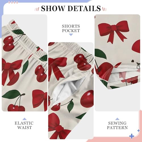 Cherry Bow Pattern Pajama Pants Long Sleep Pant Soft PJ Bottoms Sleepwear4
