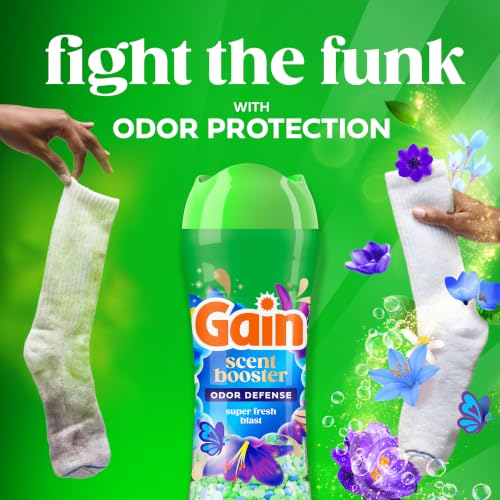 Image of Gain In-Wash Laundry Scent Booster Beads, Long-Lasting Fresh Beads for All Day Freshness and Odor Protection, Super Fresh Blast (Packaging May Vary), 21.1 Ounce (Pack of 4)