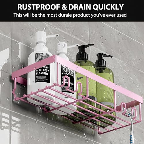 Image of Moforoco Shower Caddy Shelf Organizer Rack, Self Adhesive Black Bathroom Shelves Basket, Home Farmhouse Wall Inside Organization and Storage Decor Rv Accessories, First Camper Apartment Essentials