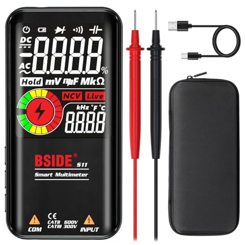 BSIDE Multimètre numérique EBTN LCD 3 résultats Affichage 9999 compts Plage automatique Ohmmètre Capacité Ohm Hz Diode Cycle de service Testeur de tension...
