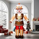 Soulchen 6.5 ft Christmas Nutcracker Soldier Inflatable Costume Decoration with Built in Fan, Gingerbread Candy Cane Christmas Blow up Nutcracker Inflatable Xmas for Holiday Party Outdoor Lawn Garden