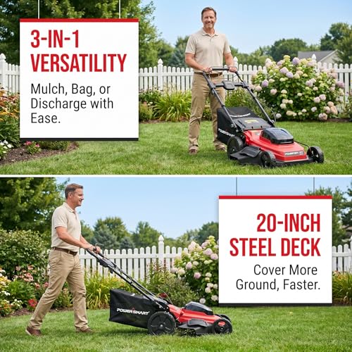 Image of 20 inch Self Propelled Lawn Mower,3-in-1 Walk-Behind Mower