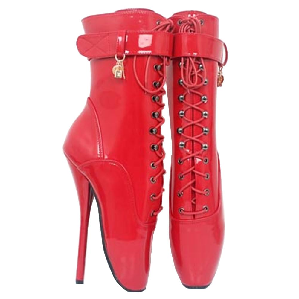PSMTNNBB High Heels 18cm Ballet Shoes Short Boots-red||45