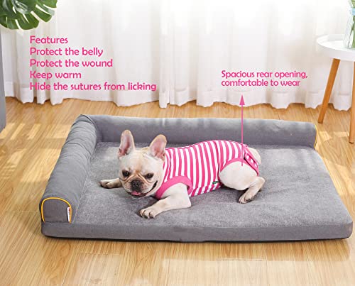 Image of Dog Recovery Suit Post Surgery Shirt,Large Female Spay Wound Protective Suit,Pink XXL
