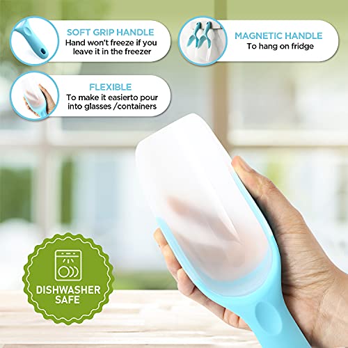 Image of Spring Chef Magnetic Ice Scoop for Freezer, BPA-Free Food Scooper, Aqua Sky