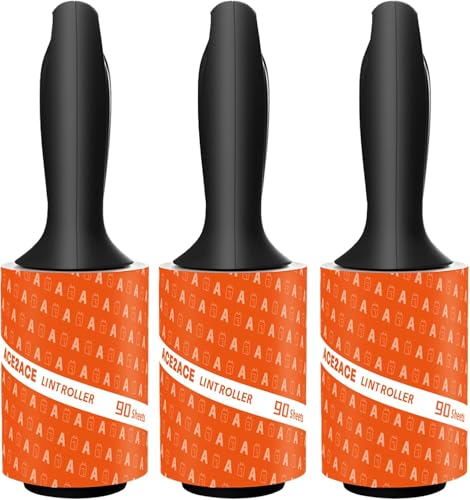 Image of ACE2ACE Lint Roller for Pet Hair, 270 Sheets Extra Sticky Lint Remover Rollers, 3 Pack 3 Handle Refillable Pet Hair Rollers for Clothes, Furniture, Carpet, Sofa Cleaning, 3Pack