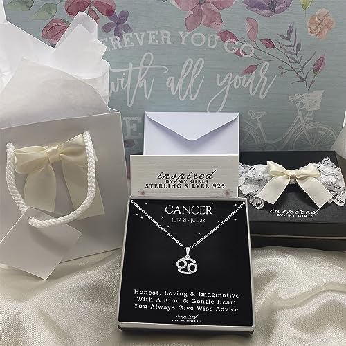 Sterling Silver or 14K Gold Over Sterling Silver Zodiac Necklace Astrology Horoscope Keepsake Card Gift - Choose Star Sign2