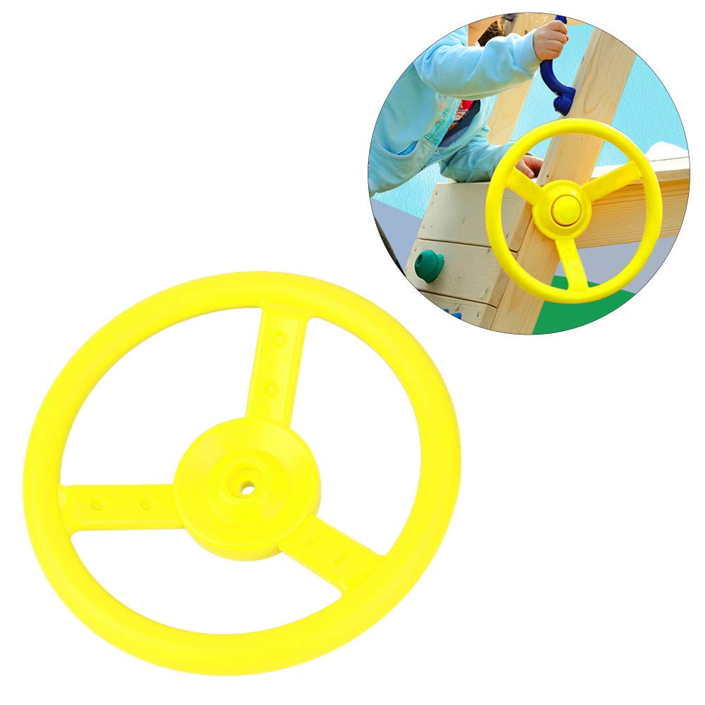 Taidda Outdoor Playground Small Steering Wheel Toy Playground Swingset Toy for Kids Steering Wheel, Durable and Easy to Install, for Swing Set/Yard Play Area, Plastic, Red/Blue/Yellow, 10.4" (Yellow)