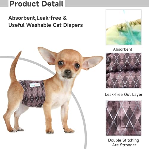 Image of Langsprit Dog Belly Bands Pack (3) - High Absorbing, Washable Reusable Diapers - Small to XXL Plaid-1