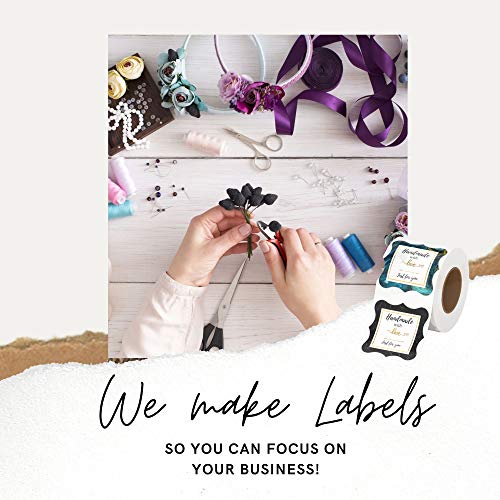 Mobiusea Creation Handmade With Love Stickers Roll | 2 Inch Elegant Special Cut | Waterproof 500 Labels For Homemade Goods, Handmade Stickers , Small Business Supplies, Soap Candle Canning Supplies #TOP4