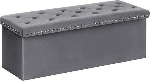 Miniatura 9 de B FSOBEIIALEO Banco Otomán de Almacenamiento, Otomanes Plegables Acolchados con Almacenamiento, Banco Reposapiés Extra Grande de 140L para Negro