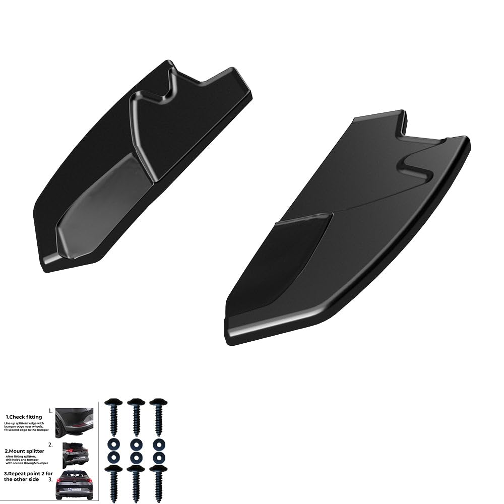 Oneway Jupes de pare-chocs arrière (coins) compatible avec Alfa Romeo Giulietta 2010-2020 - Noir brillant