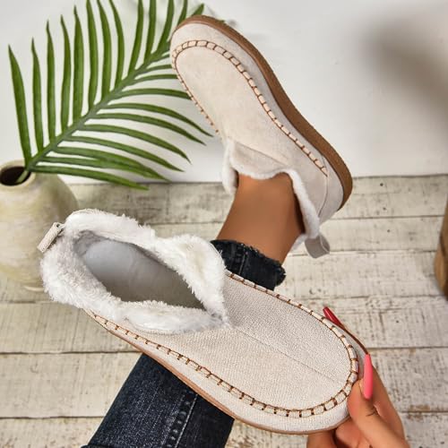 Slippers for Women Outdoor,Women's Memory Foam House Slippers Arch Support Winter Shoes Ladies Warm Fuzzy Furry Lined with Indoor Outdoor Anti-Slip Rubber Sole4