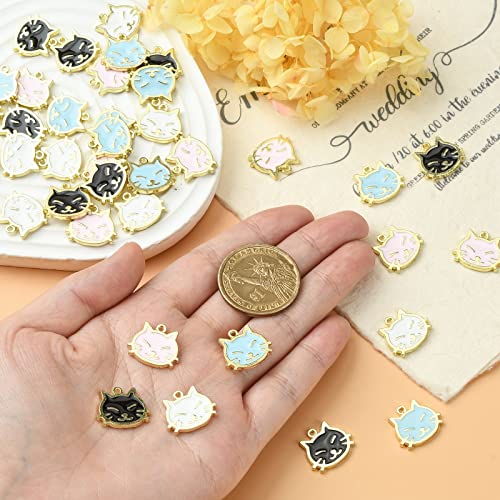 Stiesy 40Pcs 4 Colors Enamel Cat Charms Pendants Kawaii Kitten Charm Cute Animal Dangle Charms for Jewellry Making Bracelets Crafting - Image 3