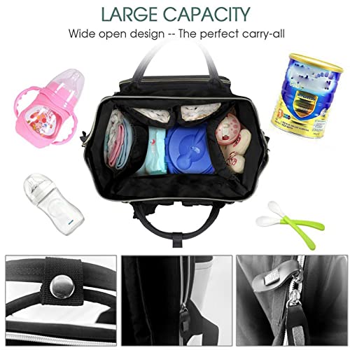 Manluu-Pink-Flower-Show-Steer-Cows-Cattle-Printed-Diaper-Bag-Organizing-PouchesLarge-Capacity-Multifunction-Diaper-Bag-Backpack-For-Baby-Girls-Boys