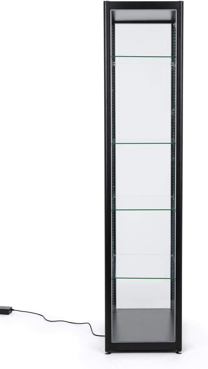 Displays2go 2 Foot Wide Display Cases with Corner Lights – Black (DCKDMT24B)