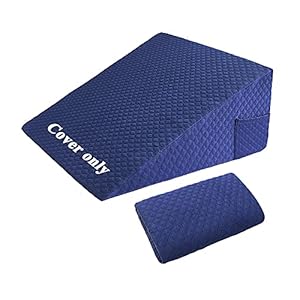 Wedge Pillow Cover Quilted Triangle Incline Bed Wedge Pillowcase Slanted Pillow Case Protector(24″x25″x12″) with Pocket & Zipper Only Replacement Cover Machine Washable…