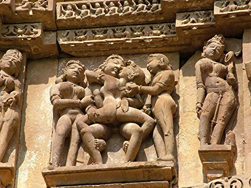 Khajuraho Stone Monument India Kamasutra Vivid Imagery Laminated Poster Print-20 Inch by 30 Inch Laminated Poster With Bright Colors And Vivid Imagery
