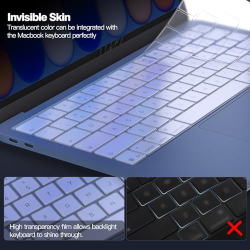 Image of Ultra Thin Keyboard Cover Protector for 2026 MacBook Neo 13 with A18 Pro Chip A3404, Premium Keyboard Skin Cover for MacBook Neo 13 inch A18 Pro Accessories, Clear (US Layout)