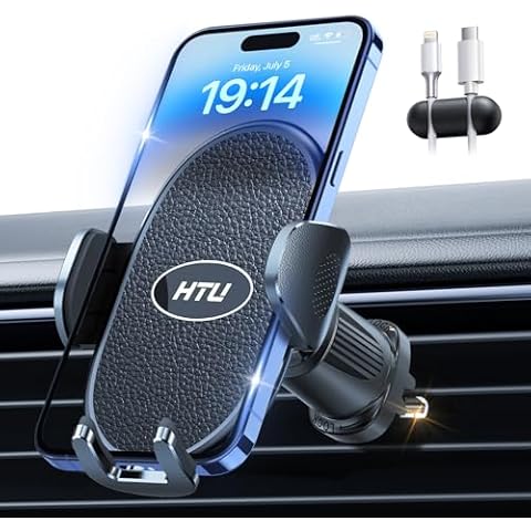 【Military-Grade】Car Phone Holder,【Strongest & Longest Steel-Hook】Car Vent Mount, Handsfree 360° Adjustable Automobile Cradle Air Clip Stand for iPhone 16 15 14 13 12 Pro Max Samsung Universal, Black Cover
