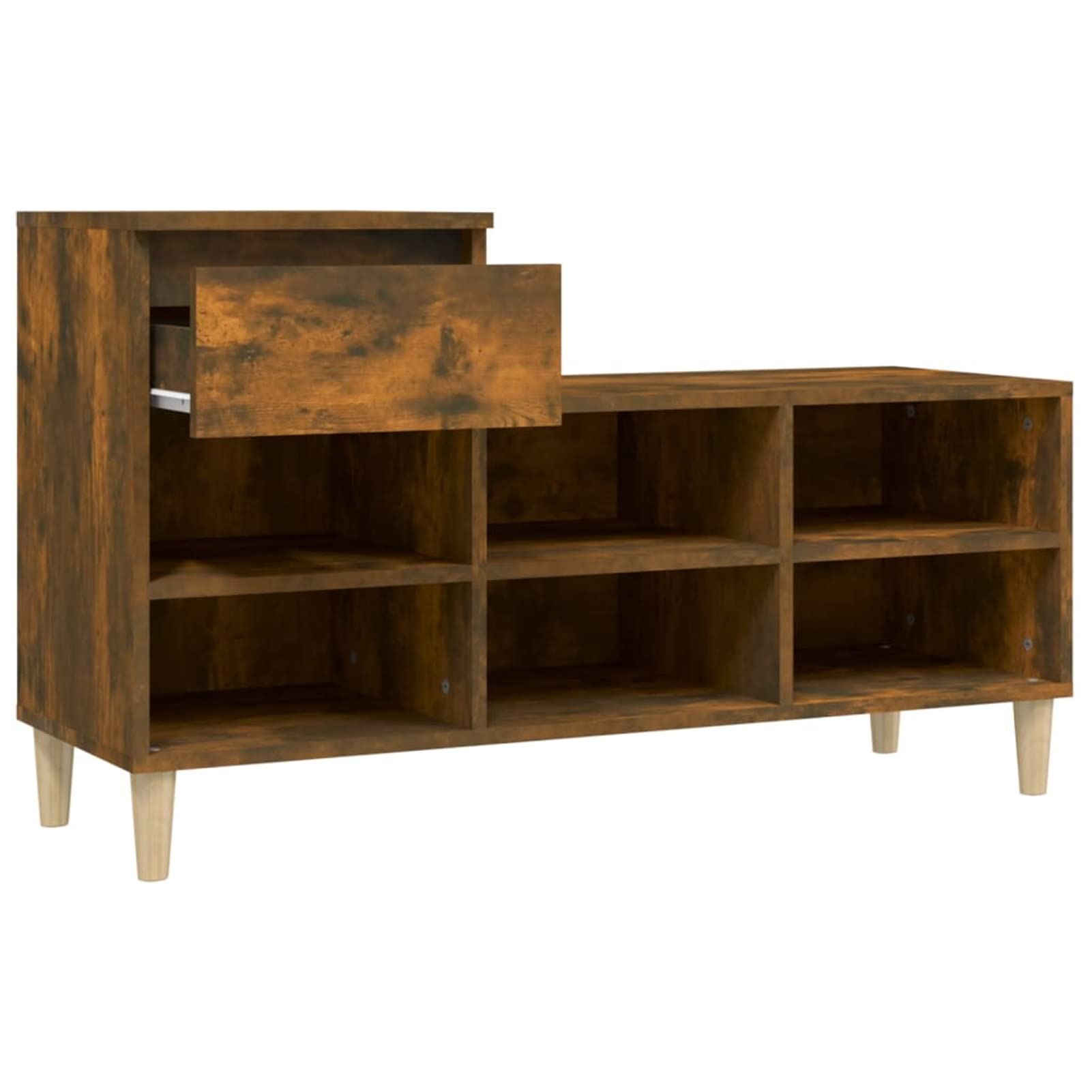 Homgoday Scarpiera Rovere Fumo 102x36x60 cm in Legno Multistrato, Arredo Mobili Scaffale Portascarpe Organizzatore per Scarpe Stoccaggio Salva Spazio per Corridoio