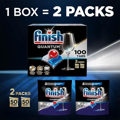 Image of Finish - Quantum with Activblu Technology - 100 Tabs - Dishwasher Detergent - Powerball - Ultimate Clean and Shine - Dishwashing Tablets - Dish Tabs 50ct (Pack of 2)