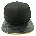 Solid Black Crown Faux Alligator Skin Flat Bill Snapback