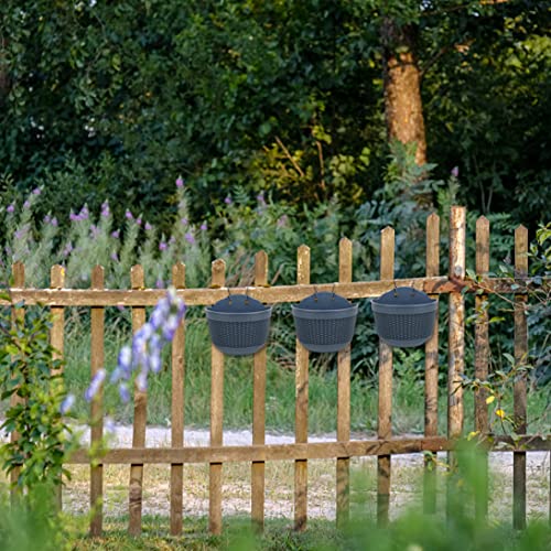 Kuyyfds Hanging Plant Pots, Hanging Flower Pot Balcony Wall Plastic Plants Hanger Basket With Drainage Hooks Blue 2Pcs #TOP2