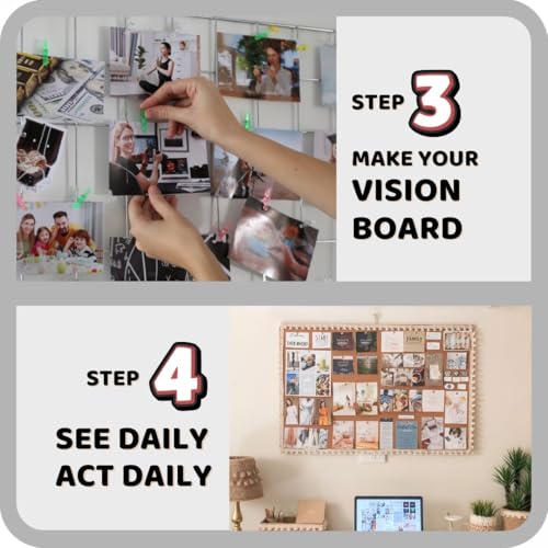 Image of Manifestation Poster for Men | 2026 Vision Board Supplies (200+ Elements, 12 A4 Sheets, A4 Board with Hook) Aesthetic | Life Goals Quotes Motivational Poster | Manifest Dream Life for Wall | Boy Vision Board Kit