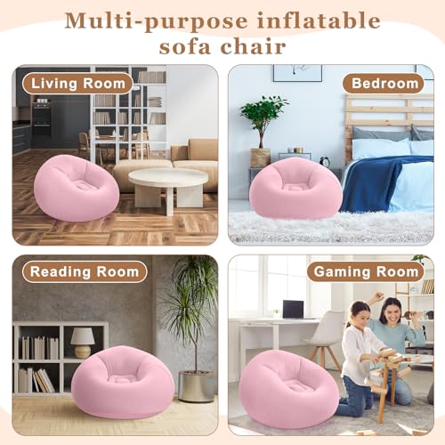 Image of Realspring 12 Pcs Inflatable Bean Bag Chair, Air Pump,Pink