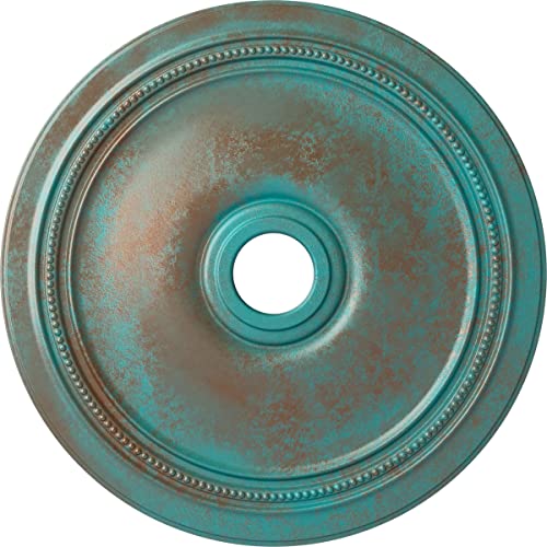 Image of Ekena Millwork CM24DICGS Diane Ceiling Medallion, 24 inchOD x 3 5 /8 inchID x 1 1 /4 inchP (Fits Canopies up to 6 1 /4 inch), Hand-Painted Copper Green Patina