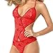 Produktbild Ansenesna Reizwäsche Damen Erotik Push Up Straps Spitze Transparente Babydoll Frauen Neckholder Leidenschaft Versuchung Kostüme (Rot)