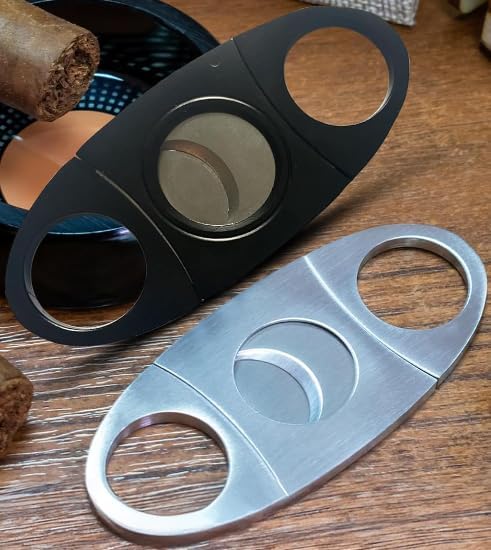 Miniatura 2 de Nylea Cortador de puros, 2 unidades, cortadores de puros de guillotina prémium para hombres, juego de doble hoja de acero inoxidable para cortes de